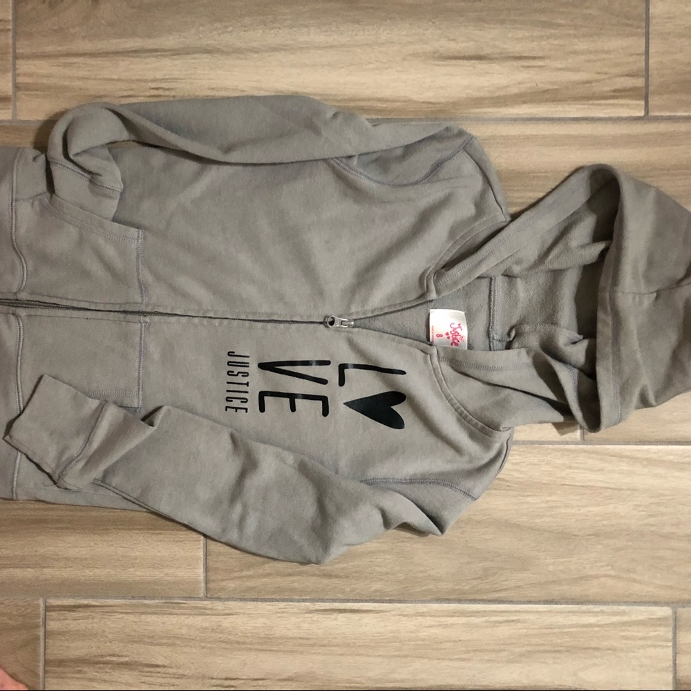 Justice “love” zip up jacket